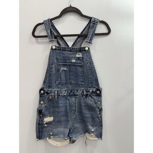 Wild Fable Denim Overall Shorts Women's Small Distressed Jean Romper Y2K Grunge